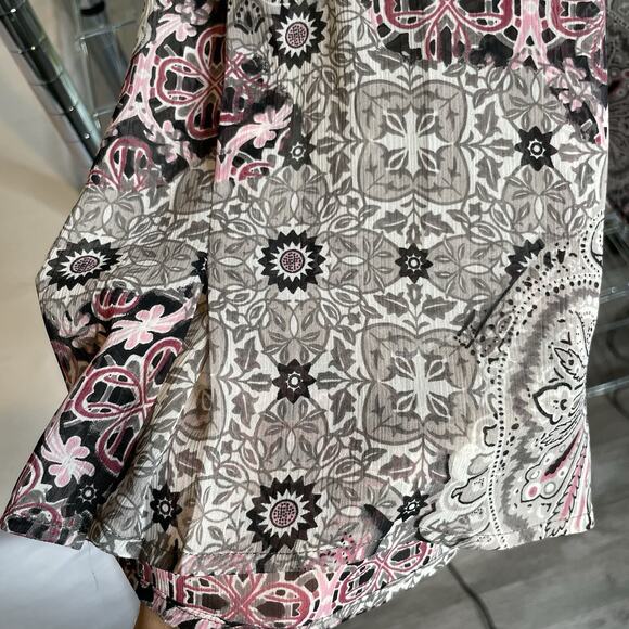 View by Walter Baker Women's Pink Gray Paisley Boho Top Size L Flowy Oversized - Picture 8 of 11